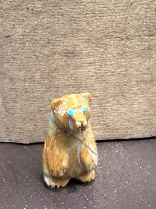 Other - Handcrafted Yellow Stone Bear Figurine for Small Pets Decor